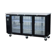 73" x 24" Swing Glass Door Powder Coated Black Stainless Steel Commercial Back Bar Refrigerator - CulinaryProfis