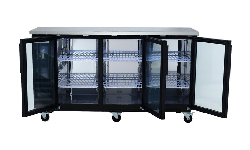 73" x 24" Swing Glass Door Powder Coated Black Stainless Steel Commercial Back Bar Refrigerator - CulinaryProfis