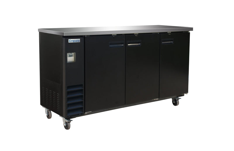 73" x 24" Swing Solid Door Powder Coated Black Stainless Steel Commercial Back Bar Refrigerator - CulinaryProfis