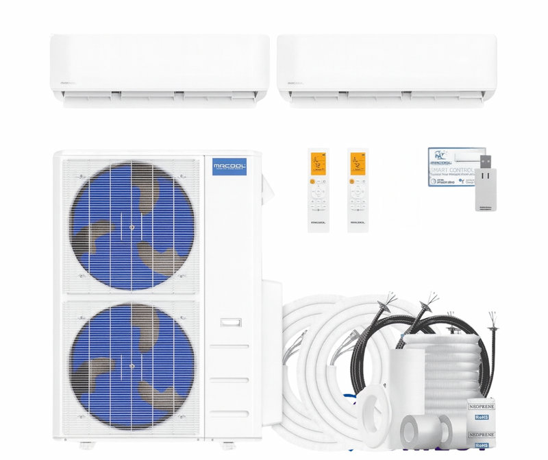 MRCOOL® 55K 6-Zone DIY® Mini Split System w/ 18k + 24k Air  Handlers- two 25ft Pre- Charged Line Sets- DIYM255HPW03D07