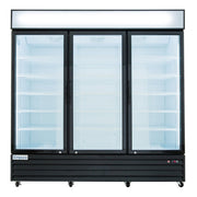 78" Black Swing Commercial Glass Door Merchandiser Refrigerator - 67 cu ft - CulinaryProfis