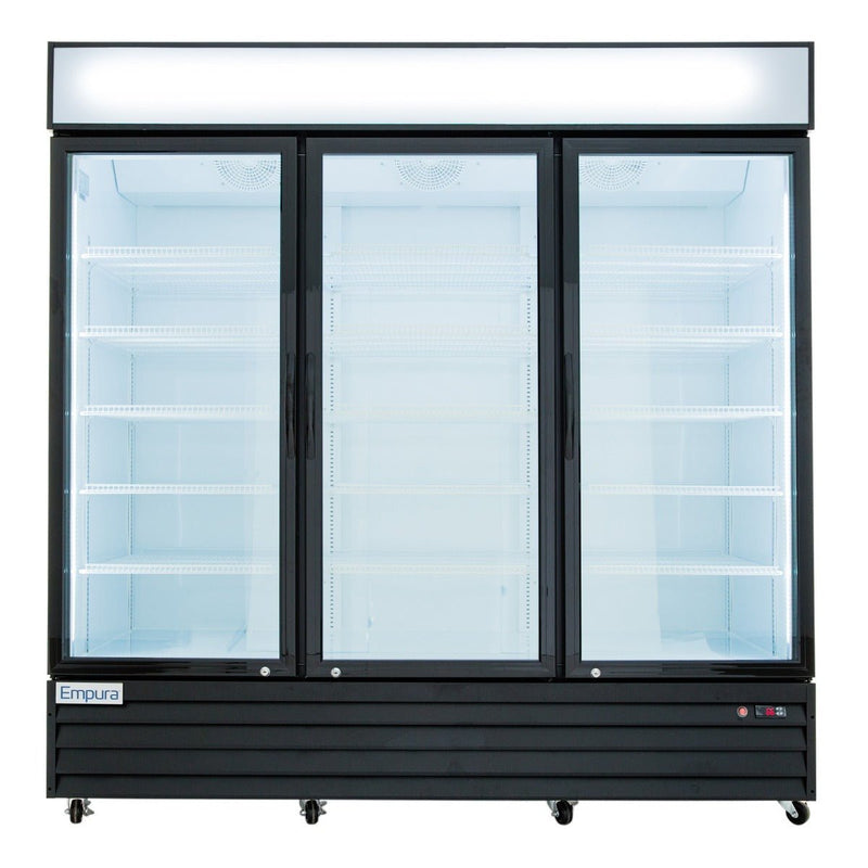 78" Black Swing Commercial Glass Door Merchandiser Refrigerator - 67 cu ft - CulinaryProfis