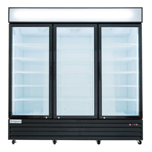 78" Black Swing Commercial Glass Door Merchandiser Refrigerator - 67 cu ft - CulinaryProfis