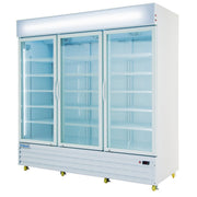 78" White Swing Commercial Glass Door Merchandiser Refrigerator - 67 cu ft - CulinaryProfis