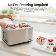 Whynter ICR-300SS Portable Instant Rolled Ice Cream Maker with Compressor Frozen Pan Roller, Stainless Steel Whynter