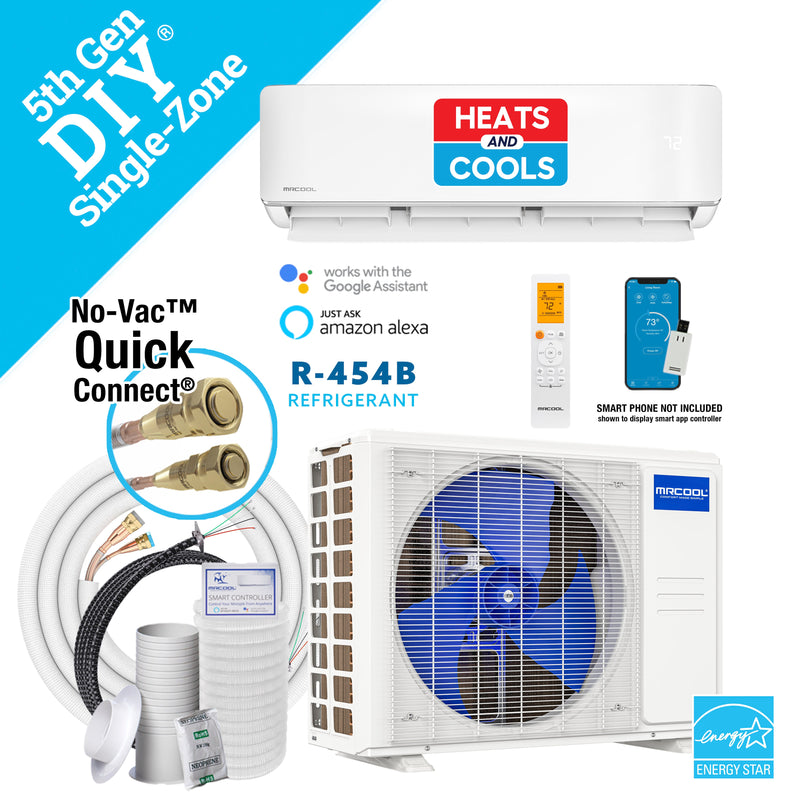 MRCOOL® DIY® 5th Gen E Star 9,000 BTU Single Zone Mini Split Complete System with 25ft. Line Set 115V — DIY-09-HP-WM-115D25-O MRCOOL®