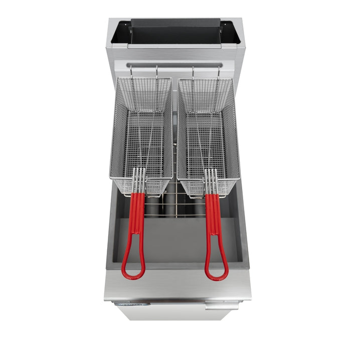 40 lb. Floor Standing Natural Gas Commercial Fryer with 90,000 BTU in Stainless-Steel, ETL Listed (KM-FDF40-NG)
