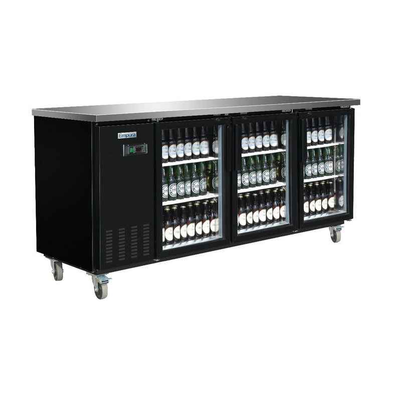 90" x 28" Swing Glass Door Powder Coated Black Stainless Steel Commercial Back Bar Refrigerator - CulinaryProfis