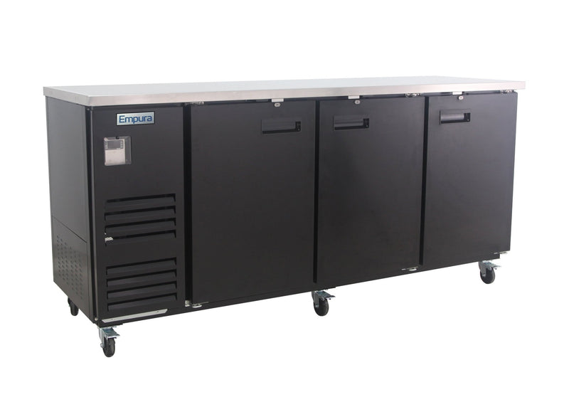 90" x 28" Swing Solid Door Powder Coated Black Stainless Steel Commercial Back Bar Refrigerator - CulinaryProfis