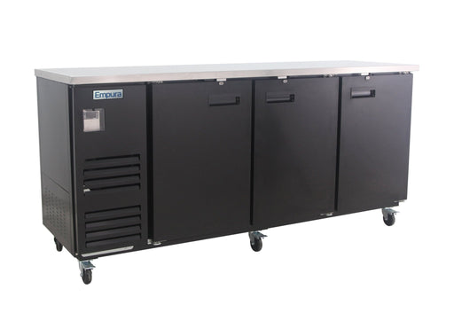 90" x 28" Swing Solid Door Powder Coated Black Stainless Steel Commercial Back Bar Refrigerator - CulinaryProfis