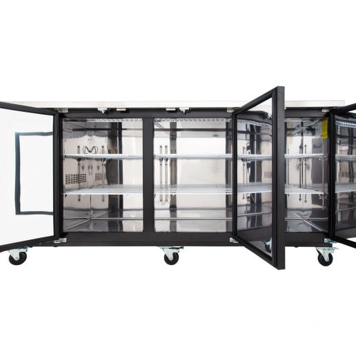 90" x 28" Swing Solid Door Powder Coated Black Stainless Steel Commercial Back Bar Refrigerator - CulinaryProfis