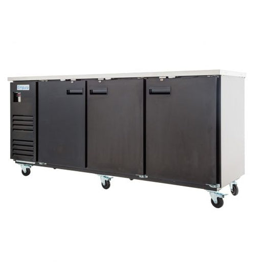 90" x 28" Swing Solid Door Powder Coated Black Stainless Steel Commercial Back Bar Refrigerator - CulinaryProfis