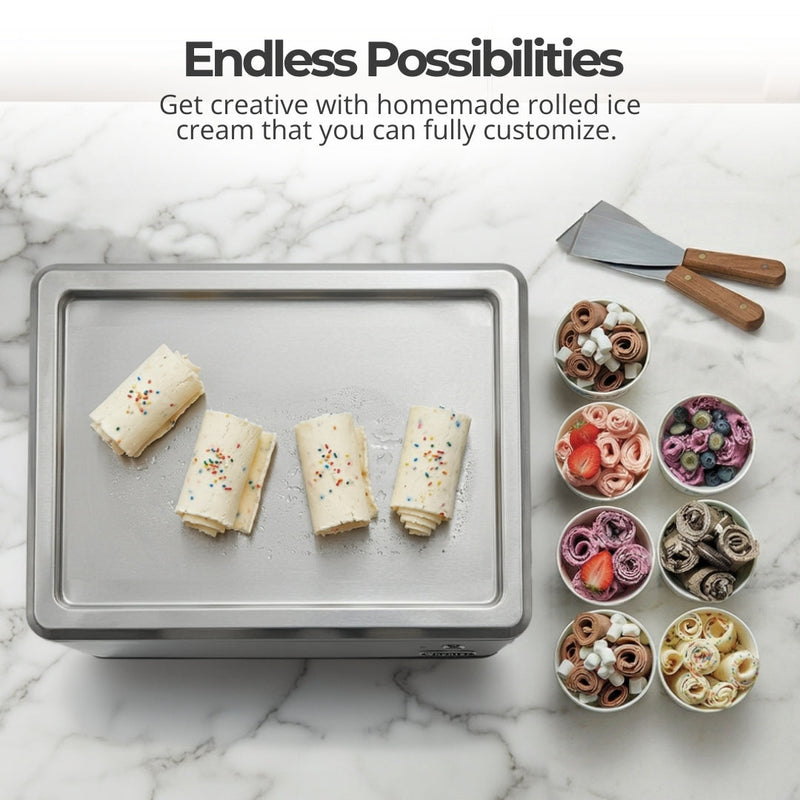 Whynter ICR-300SS Portable Instant Rolled Ice Cream Maker with Compressor Frozen Pan Roller, Stainless Steel Whynter