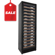 Reserva Series 67 Bottle 71" Tall Single Zone Right Hinge Black Shallow Wine Refrigerator with Wood Front Shelves Allavino