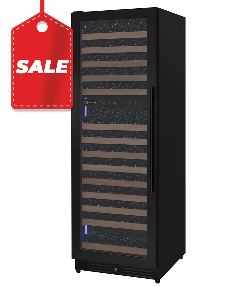 Reserva Series 172 Bottle Dual Zone Built-in Wine Refrigerator with Black Metal Door - Left Hinge Allavino