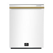 FORNO Espresso Pozzo 24-inch dishwasher in white with Antique Brass handle - front view