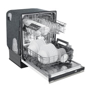 FORNO Espresso Pozzo 24-inch white dishwasher with door open - side view