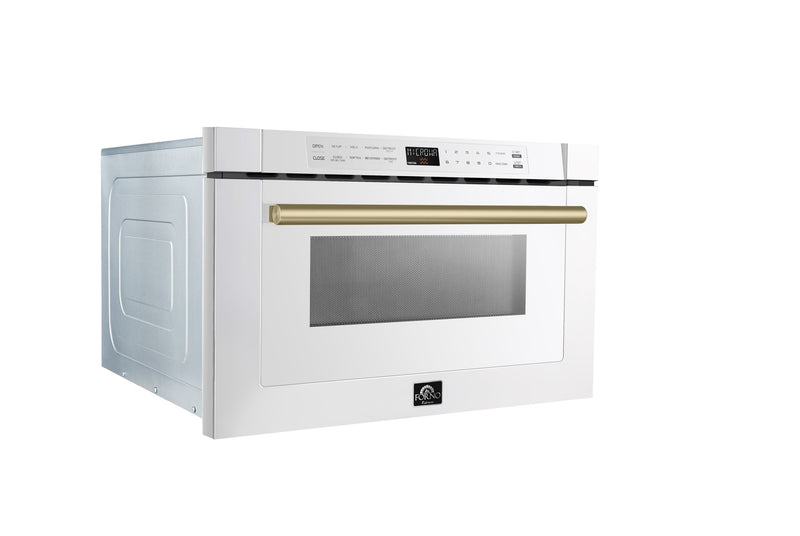 FORNO Espresso Capoliveri 24-inch white microwave drawer - left angle