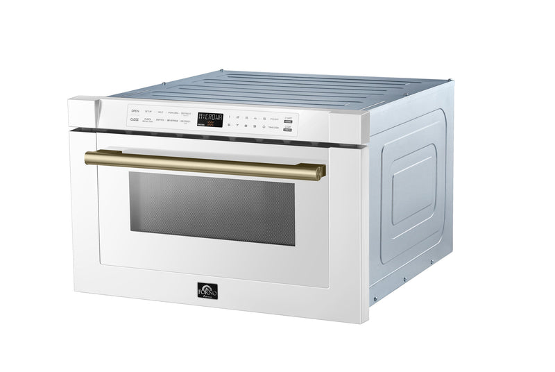 FORNO Espresso Capoliveri 24-inch white microwave drawer - right angle
