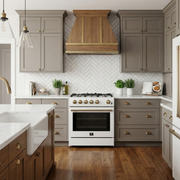 FORNO Espresso Leonardo 30-inch white gas range in a transitional kitchen
