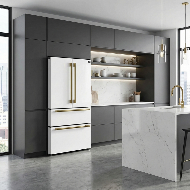 FORNO Espresso Moena 36-inch white refrigerator in a modern kitchen