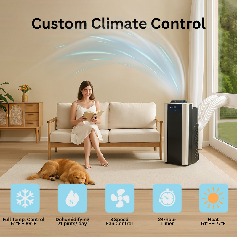 Whynter ARC-14SH Portable Air Conditioner 14,000 BTU – Dual Hose, Heater, Dehumidifier | Cools & Heats Up to 500 sq. ft.