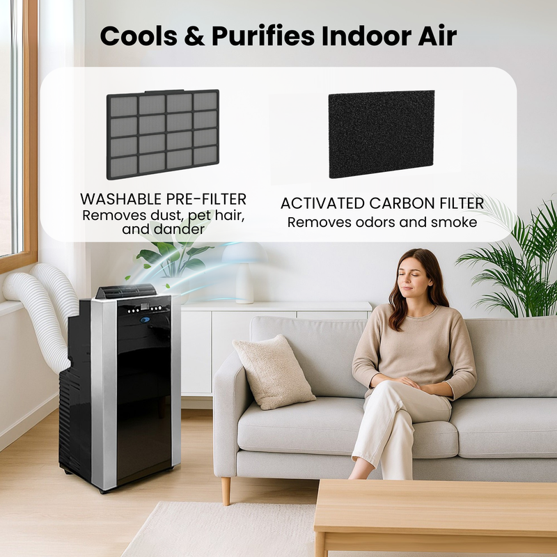 Whynter ARC-14SH Portable Air Conditioner 14,000 BTU – Dual Hose, Heater, Dehumidifier | Cools & Heats Up to 500 sq. ft.