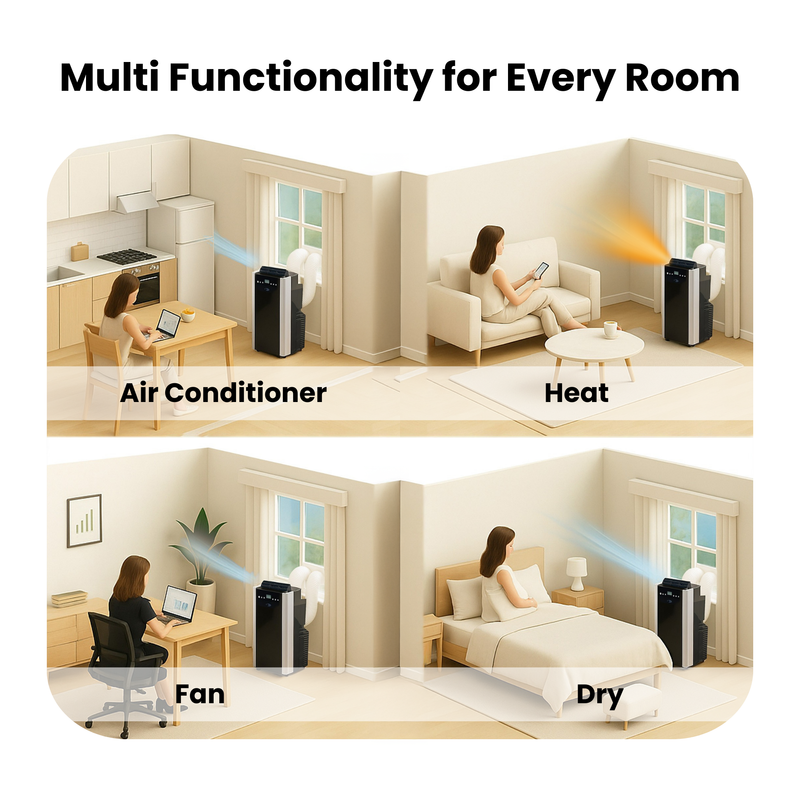 Whynter ARC-14SH Portable Air Conditioner 14,000 BTU – Dual Hose, Heater, Dehumidifier | Cools & Heats Up to 500 sq. ft.