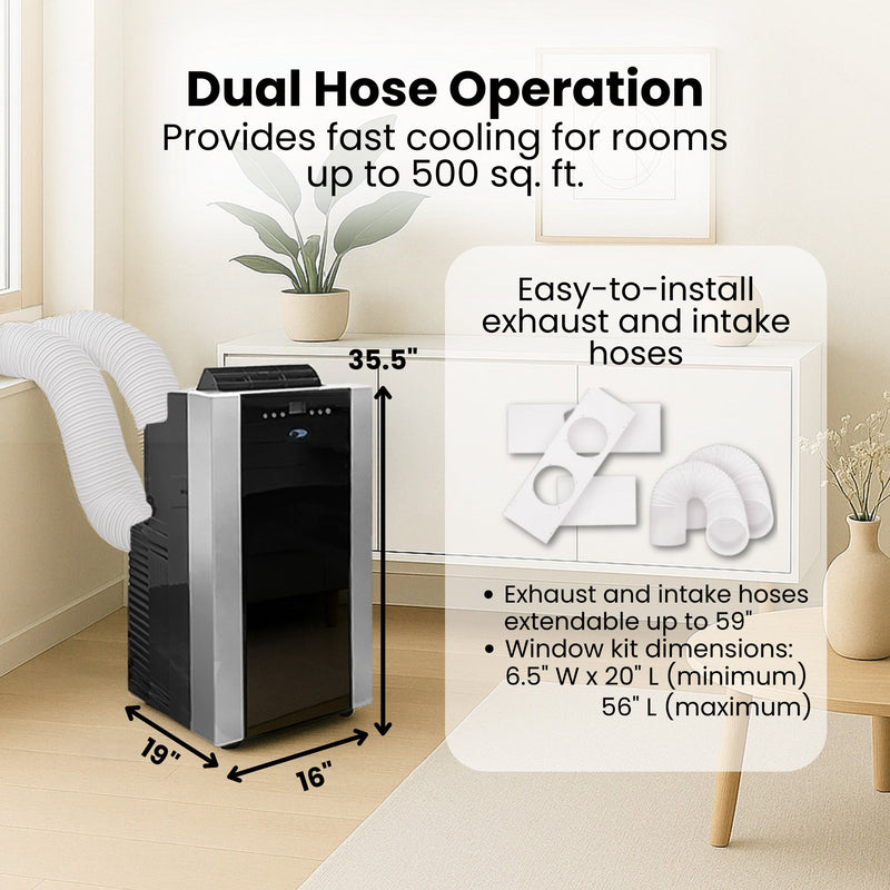 Whynter ARC-14SH Portable Air Conditioner 14,000 BTU – Dual Hose, Heater, Dehumidifier | Cools & Heats Up to 500 sq. ft.