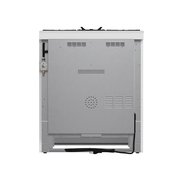 FORNO Espresso Leonardo 30" 5 cu. ft. Gas Range in White with Antique Brass Handles (optional silver), FFSGS1116-30WHT FORNO