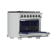 FORNO Capriasca 36" 5.36 cu. ft. Gas Range with 6 Italian Burners, Stainless Steel- FFSGS6260-36 FORNO