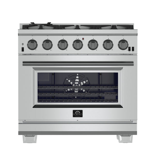 FORNO Capriasca 36" 5.36 cu. ft. Gas Range with 6 Italian Burners, Stainless Steel- FFSGS6260-36 FORNO