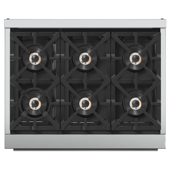 FORNO Capriasca 36" 5.36 cu. ft. Gas Range with 6 Italian Burners, Stainless Steel- FFSGS6260-36 FORNO
