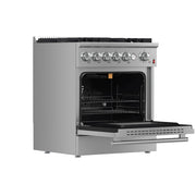 FORNO Giovanni 30-inch Gas Range Stainless Steel, 5 Burners 67,000 BTU, 4.32 cu.ft. Convection Oven, FFSGS6274-30 FORNO