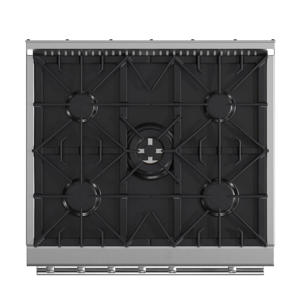 FORNO Giovanni 30-inch Gas Range Stainless Steel, 5 Burners 67,000 BTU, 4.32 cu.ft. Convection Oven, FFSGS6274-30 FORNO