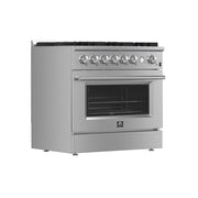 FORNO Marco 36" 5.36 cu.ft. Gas Range with 6 Burners and Built-In Temperature Gauge, FFSGS6277-36 FORNO
