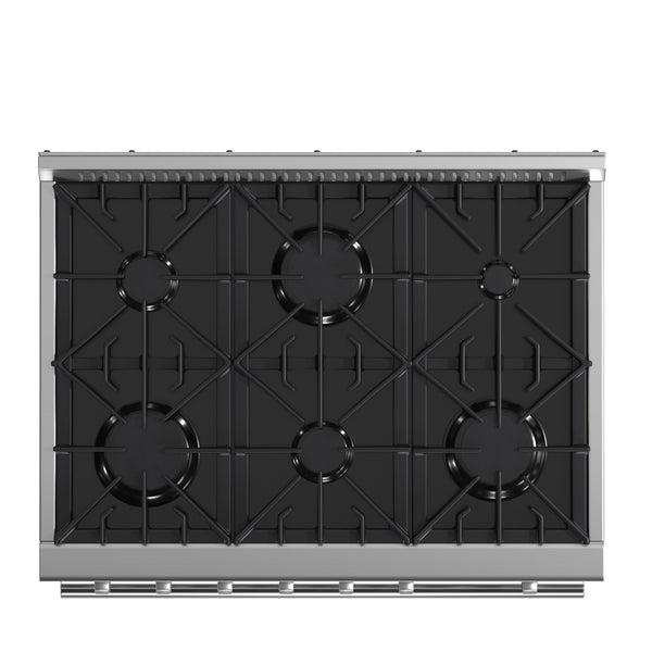 FORNO Marco 36" 5.36 cu.ft. Gas Range with 6 Burners and Built-In Temperature Gauge, FFSGS6277-36 FORNO