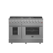 FORNO Premium 3-Piece Kitchen Bundle - 48 Inch Gas Range, Wall Mount Range Hood, 60 Inch Refrigerator, FBDL-018-02US FORNO