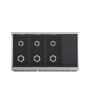 FORNO Galiano 48-inch Gas Range Stainless Steel, 8 Burners, 107,000 BTU, Griddle, 6.58 cu.ft. Double Oven, FFSGS6244-48 FORNO