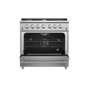 FORNO Galiano 36" Freestanding Gas Range with 6 Italian Burners in Stainless Steel, FFSGS6244-36 FORNO