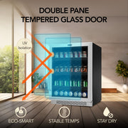 Whynter BBR-148SB 24” Built-In Beverage Refrigerator Cooler – 182 Can Capacity, Stainless Steel Glass Door, Lock, LED Lighting (Stainless Steel) Whynter