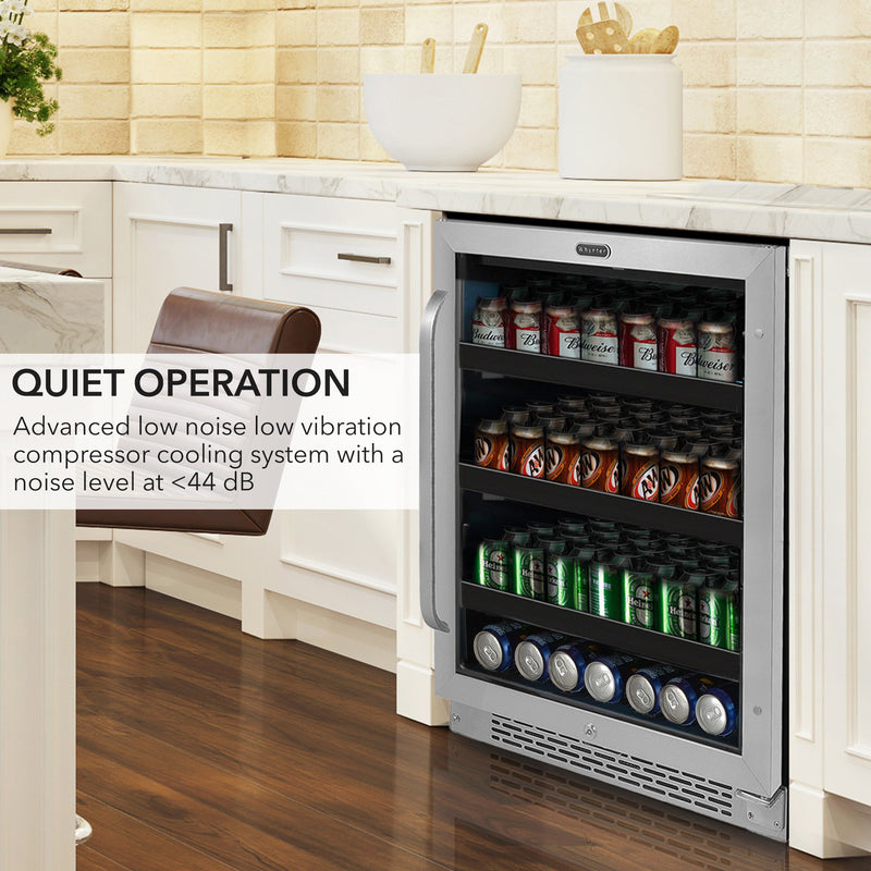 Whynter BBR-148SB 24” Built-In Beverage Refrigerator Cooler – 182 Can Capacity, Stainless Steel Glass Door, Lock, LED Lighting (Stainless Steel) Whynter