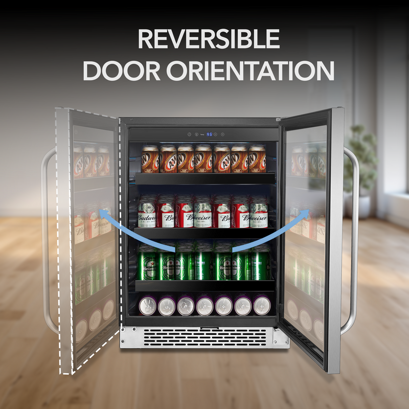 Whynter BBR-148SB 24” Built-In Beverage Refrigerator Cooler – 182 Can Capacity, Stainless Steel Glass Door, Lock, LED Lighting (Stainless Steel) Whynter