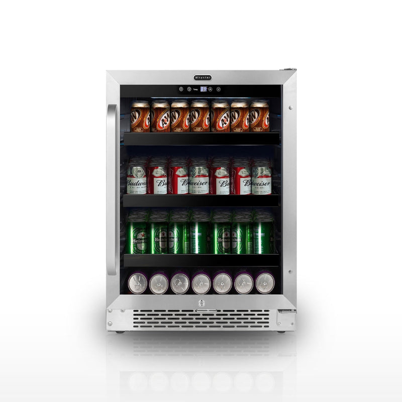 Whynter BBR-148SB 24” Built-In Beverage Refrigerator Cooler – 182 Can Capacity, Stainless Steel Glass Door, Lock, LED Lighting (Stainless Steel) Whynter