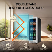 Whynter BBR-638SB 12 in. 76 12 oz. Can Built-In Beverage Fridge Cooler w/ Lock, Temp Controls, Glass Door Stainless Steel Whynter