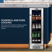Whynter BBR-638SB 12 in. 76 12 oz. Can Built-In Beverage Fridge Cooler w/ Lock, Temp Controls, Glass Door Stainless Steel Whynter