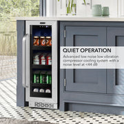 Whynter BBR-638SB 12 in. 76 12 oz. Can Built-In Beverage Fridge Cooler w/ Lock, Temp Controls, Glass Door Stainless Steel Whynter