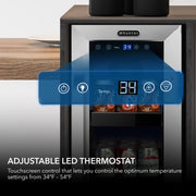 Whynter BBR-638SB 12 in. 76 12 oz. Can Built-In Beverage Fridge Cooler w/ Lock, Temp Controls, Glass Door Stainless Steel Whynter