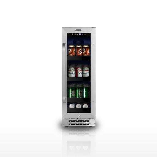 Whynter BBR-638SB 12 in. 76 12 oz. Can Built-In Beverage Fridge Cooler w/ Lock, Temp Controls, Glass Door Stainless Steel Whynter