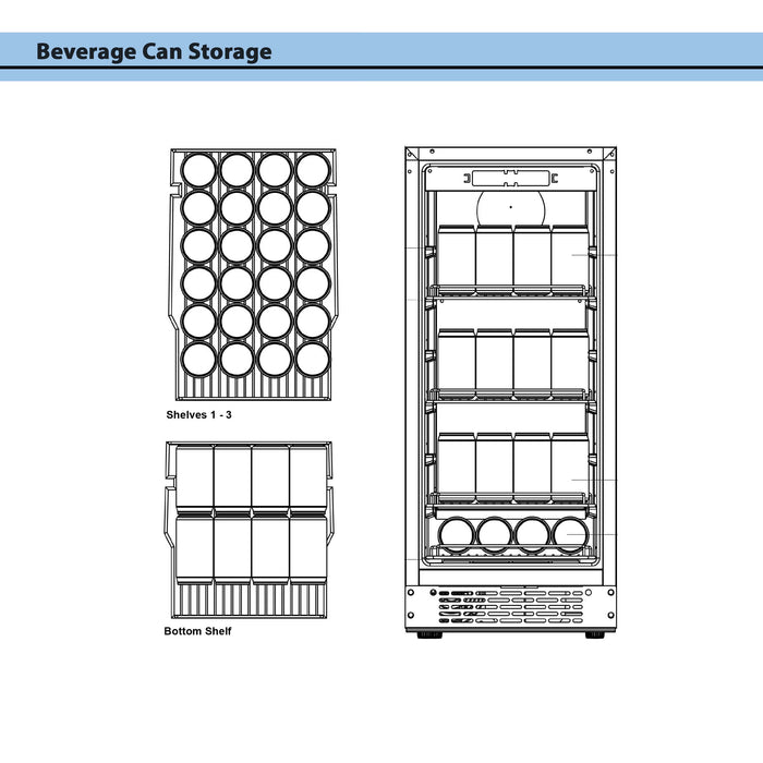 Whynter - Built-in Black Glass 80-can capacity 3.4 cu ft. Beverage Refrigerator | BBR-801BG